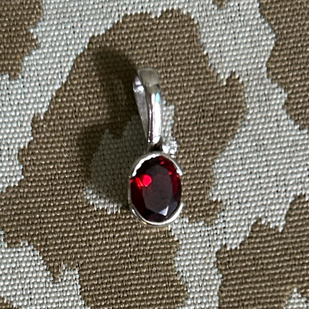Garnet and Sterling Silver Pendant